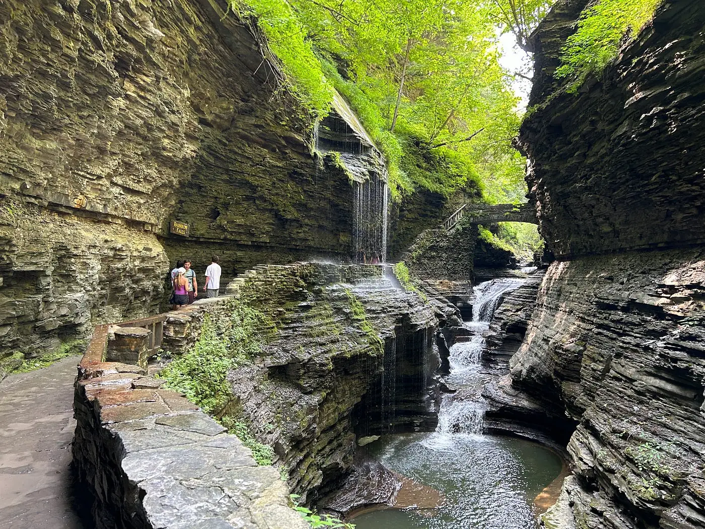 Gorge trail and waterfall in upstate New York
